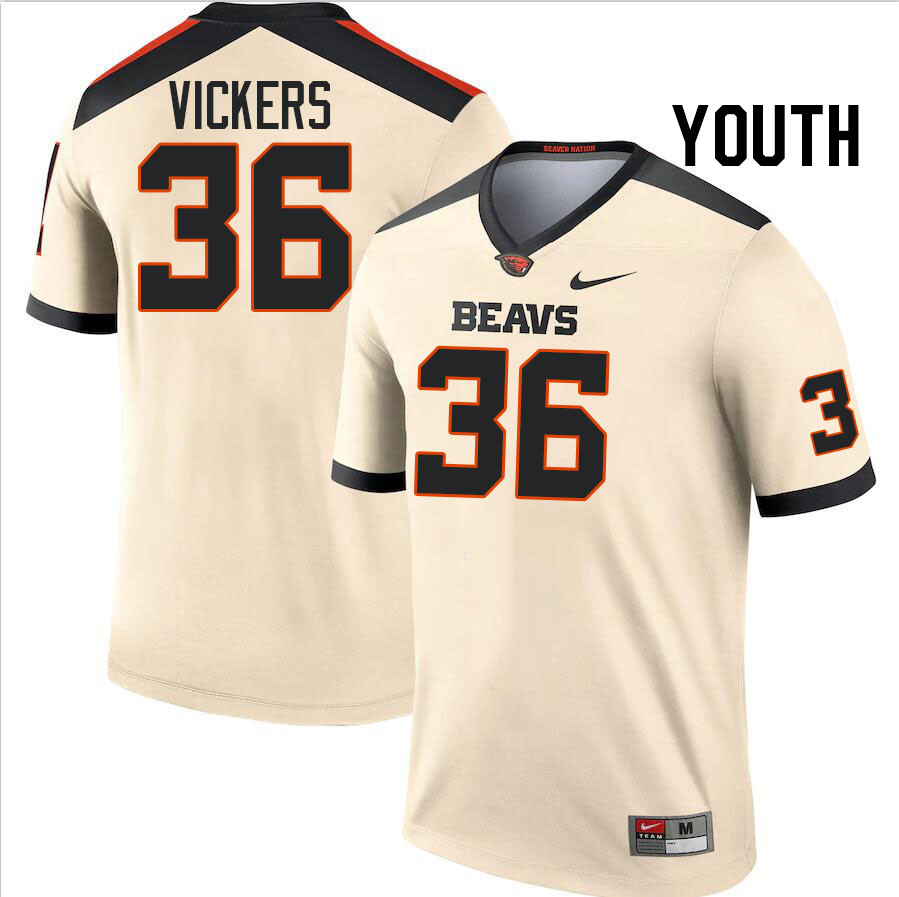 Youth #36 Drake Vickers Oregon State Beavers College Football Jerseys Stitched-Cream